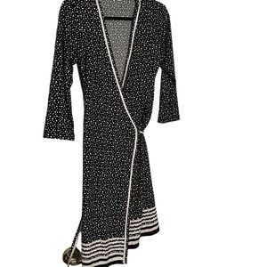 Max Studio Size Large Black with White Dots Wrap Dress
